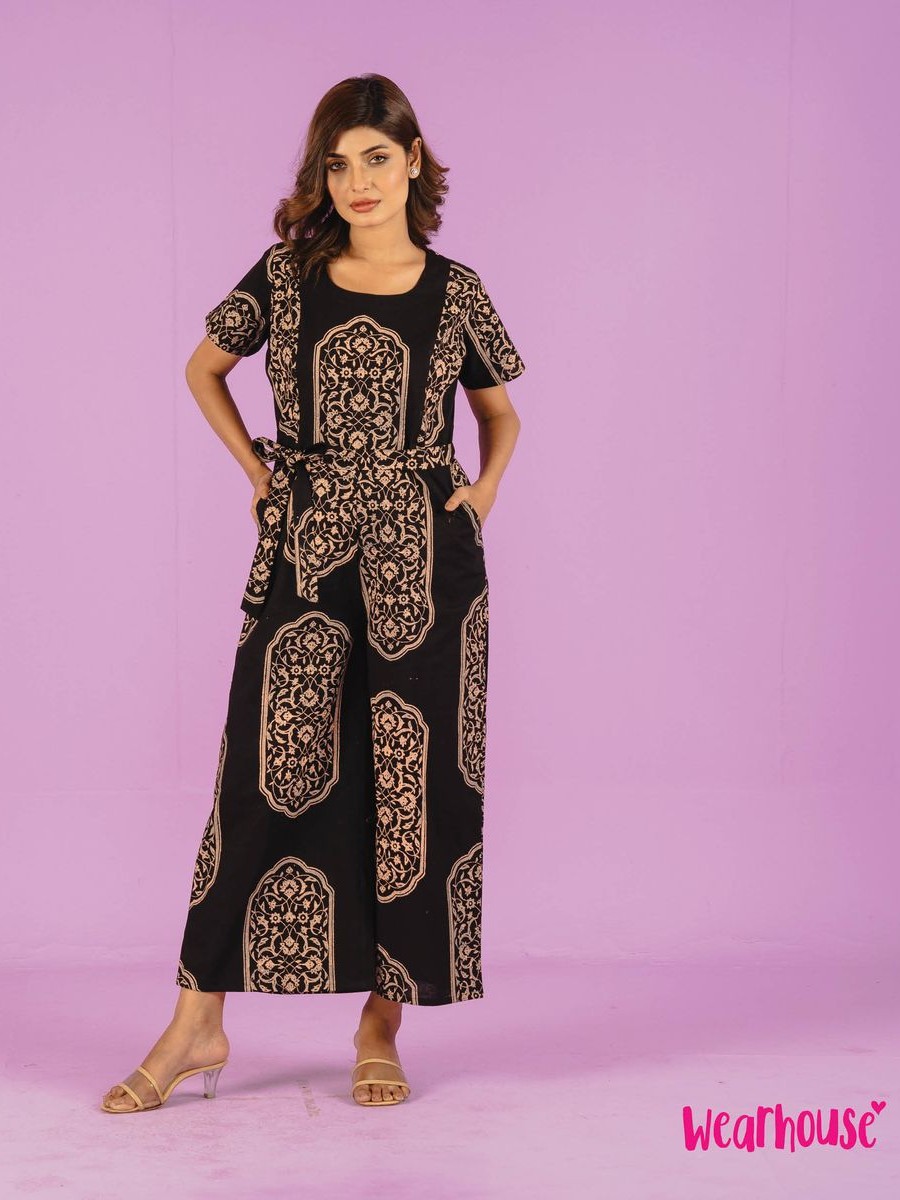 Fawn-Charcoal Jumpsuit Set
