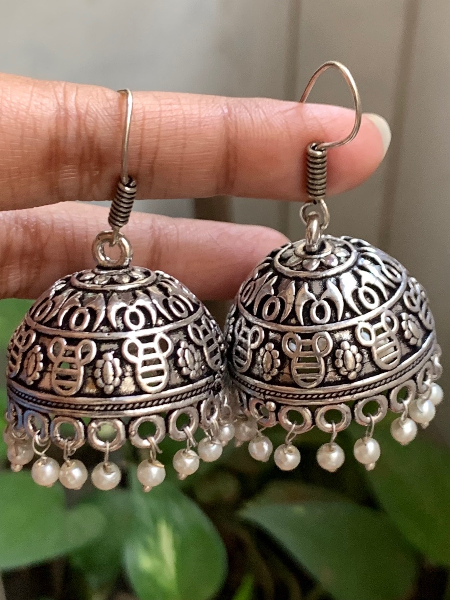 Extra large white bundi Jhumka